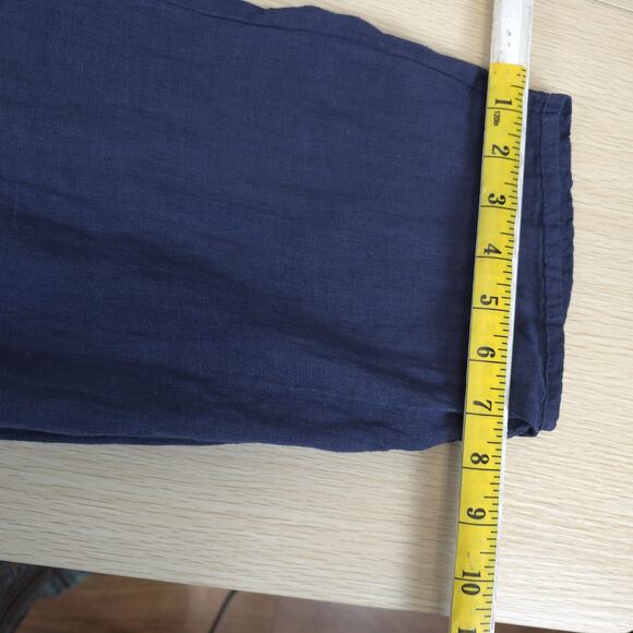 Linen Luv Ankle Pants Women S Elastic Waist Lightweight Pockets Italy Navy - Picture 6 of 11